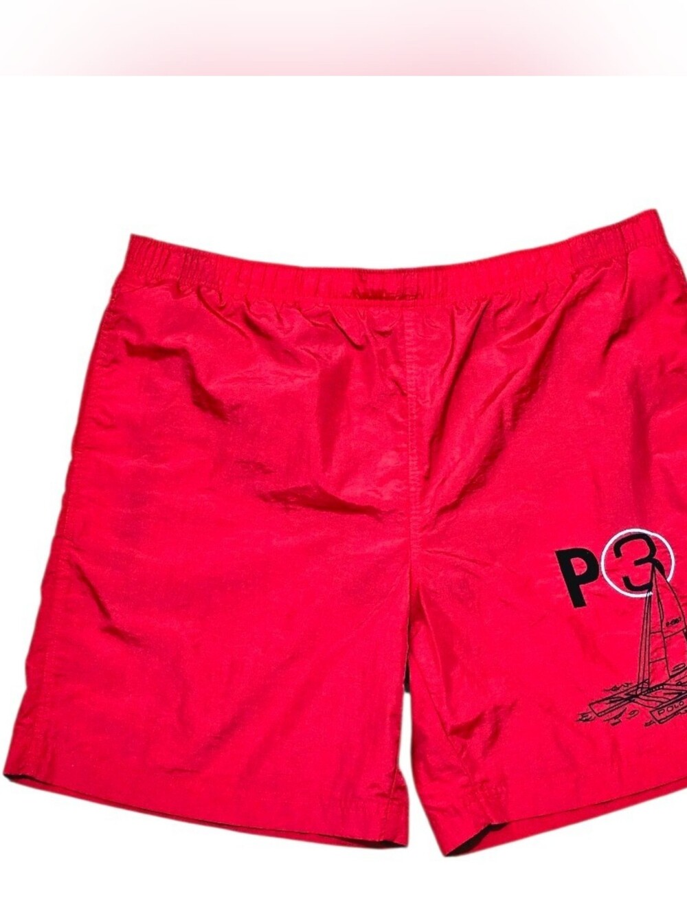 Polo by Ralph Lauren Red Swim Trunks with P3 Sail Graphic